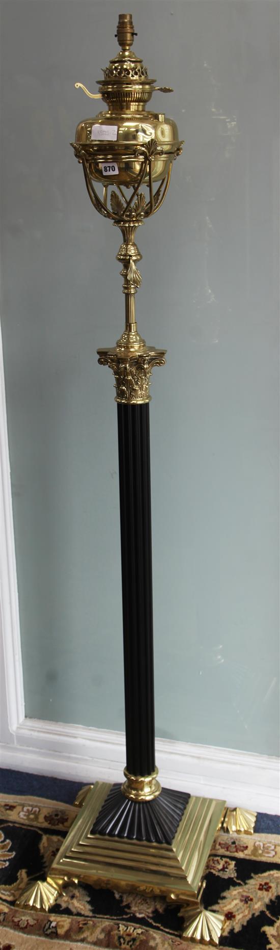 A Corinthian column adjustable standard lamp W.43cm at base